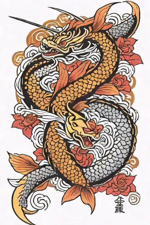 Samurai Koi Fish Dragon