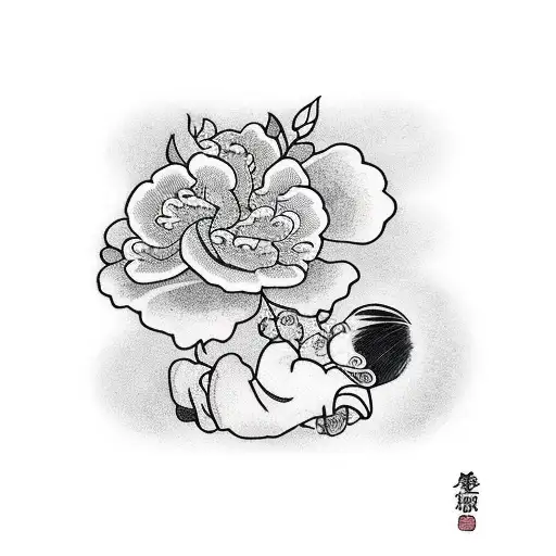 Little Boy Holding Flower