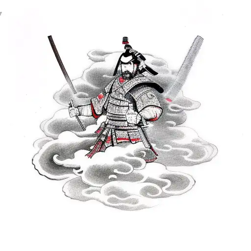 Samurai Warrior Wiht Clouds