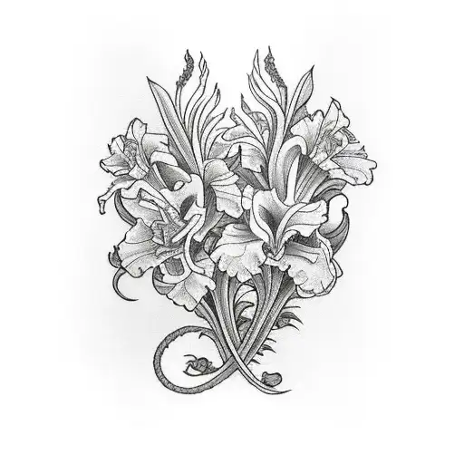 Gladiolus Flower With A Dragon