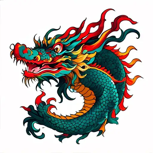 Vibrant Dragon Tattoo Design