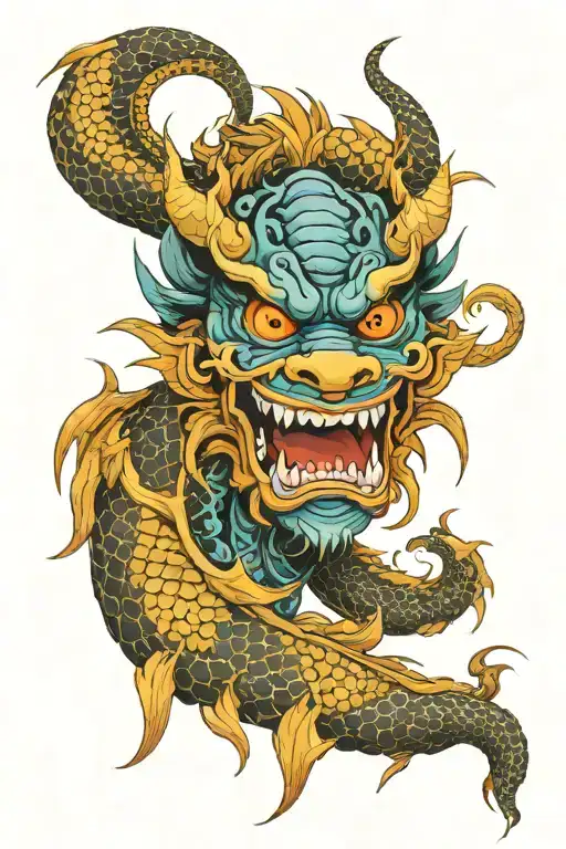 Japanese Dragon And Oni Mask