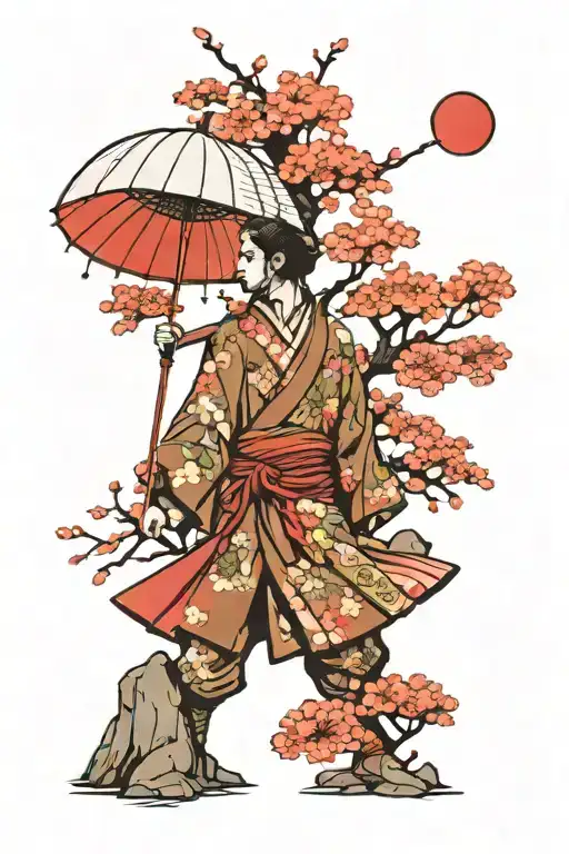 Sakura Tree With Brolly And Colosuem