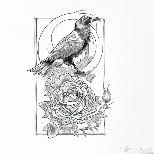 A Raven On A Skull Of Roses