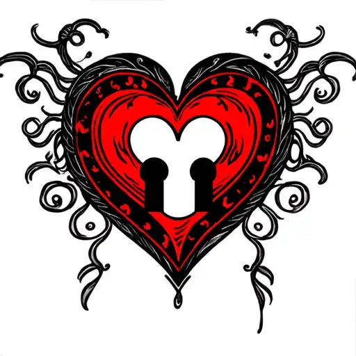 Black And Red Heart Shaped Lock Intertwined With A Heart With Steven In It