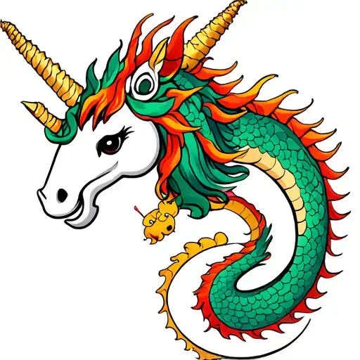 Dragon Protecting Baby Unicorn