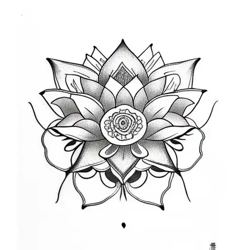 A Traditional Lotus Flower With Intricate Patterns Representing Harmony And Balance