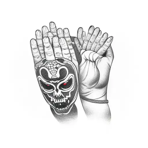 Hands Holding A Broken Mask