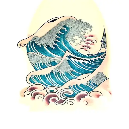 Samurai In Front Of Sea Waves