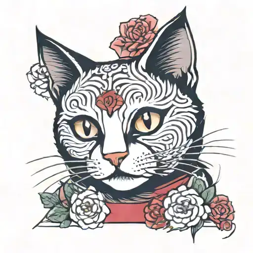 Black Cat With White Chest Patch And A Ruby Diamond