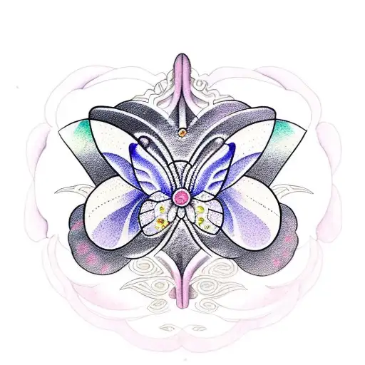 A Mystical Butterfly With A Lotus Flower Growing In The Center