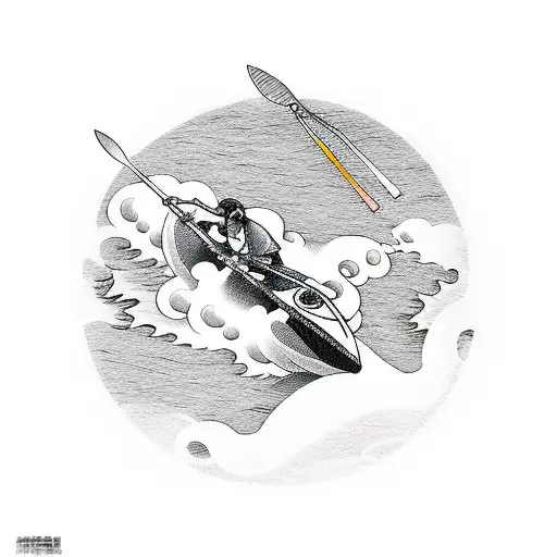 Kayak Down A Mountain With A Cross In The Clouds