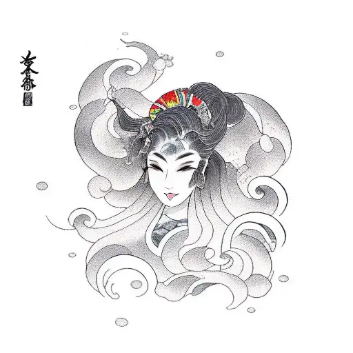 Aquarius Woman Waves Black Grey