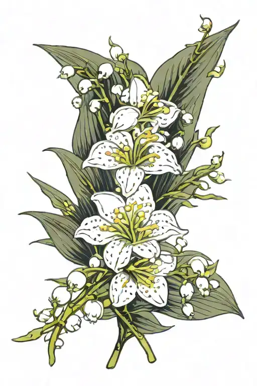 Lily Of The Valley Flower And An Olive Branch