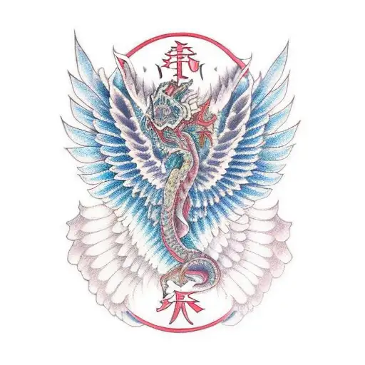 Feminine Long Dragon With Wings