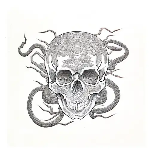 Skull And Habu Snake