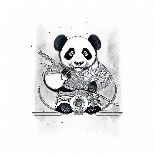 Warrior Panda With Oni Mask