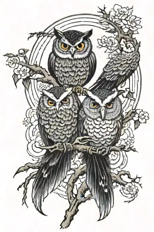 Owl And Paradise Bird Yin Yang Symbol