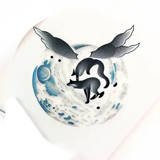 Fox Jumping Over A Moon