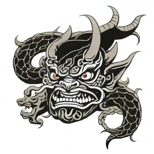 Oni Mask With Snake