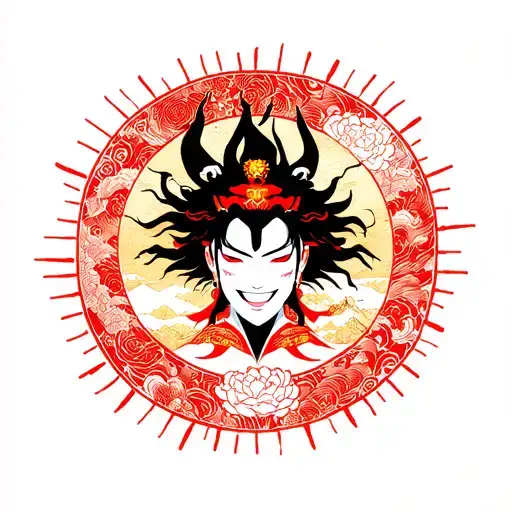 Kyojuro Rengoku Demon Slayer Smiling Sun Surrounded