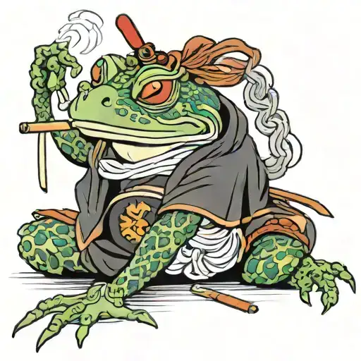 Samurai Frog Smoking