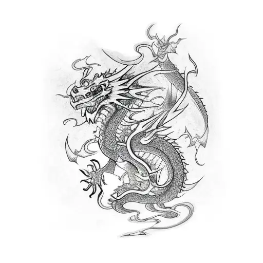 Dragon With Masks And Worior