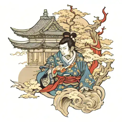 Samurai And Temple Architecture Forming
