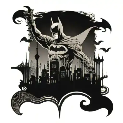 A Musical Staff With Notes Forming A Skyline With A Silhouette Of Batman In The Background