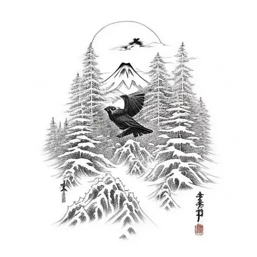 Odin With 2 Ravens And A Pine Forest In The Background