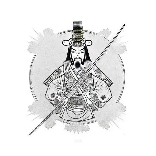 Samurai Sword And Cherry Blosson