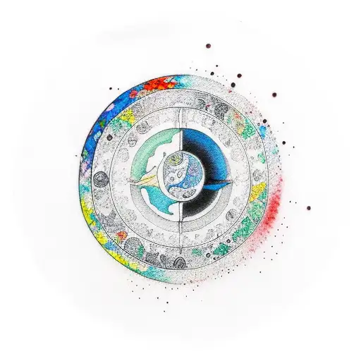 Water Color Yin And Yang Forearm Print For A Male Arm