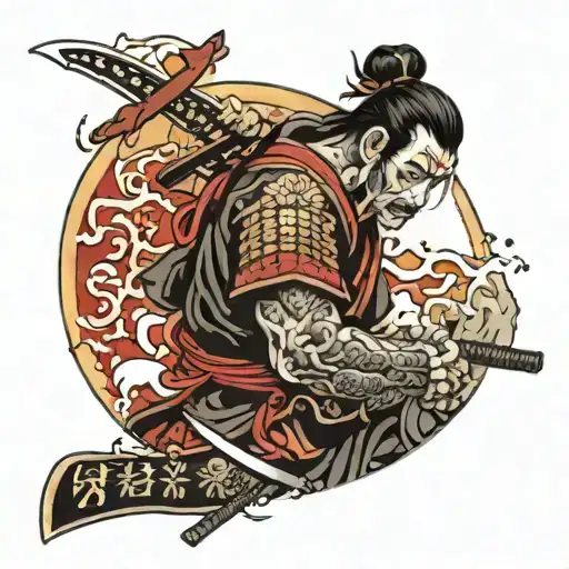 Wounded Samurai Warrior Holding Sword