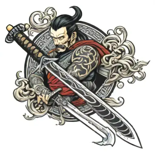 Two Parallel Katana Sword