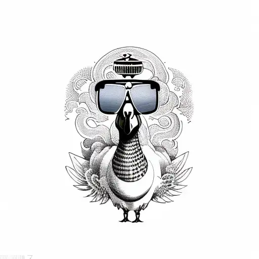 Goose With Sunglasses Playing Music In Boiler Room Club
