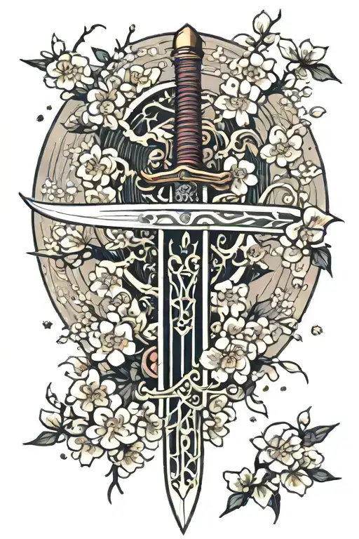 Sword Surrounded By Sakura Petals