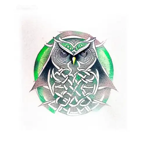Celtic Owl Green Mist