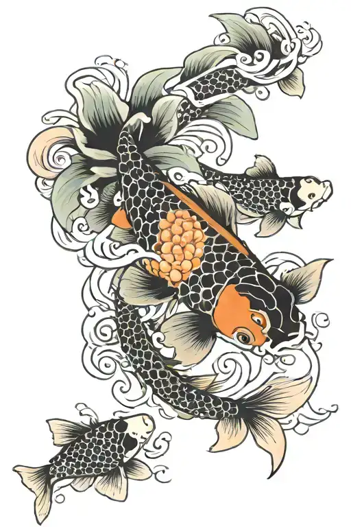 5 Koi Fish Surrounded