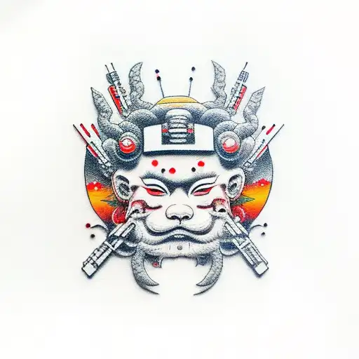 Yuno Gasai Aiming A Gun With A Surrealistic Twist