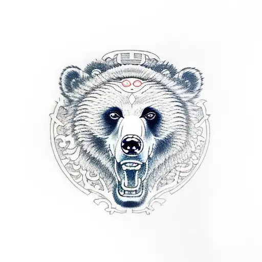 A Bear With A Foo Dog Neo Japanese Style