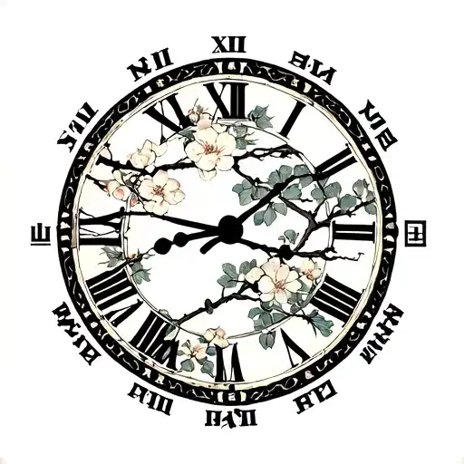 Time Sakura Round Roman Numerals