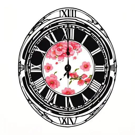 Time Sakura Round Roman Numerals