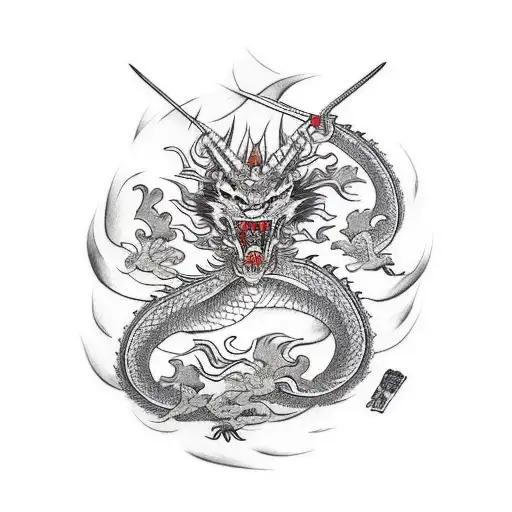 Dragon Fighting Samurai