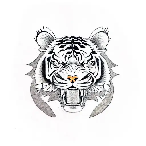 Full Body Tiger Growling Symbol For Strength