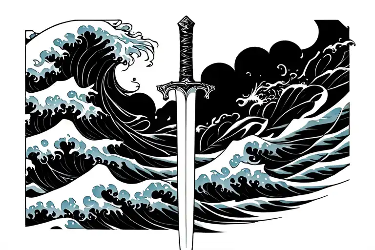 Waves And Sword Wrapped