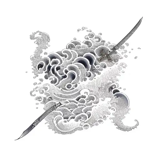 Ocean Wave With A Katana