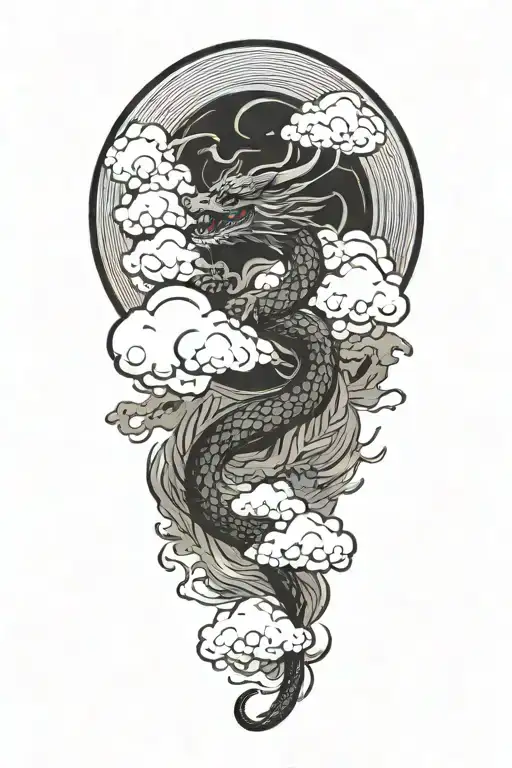 Dragon Flying In Clouds