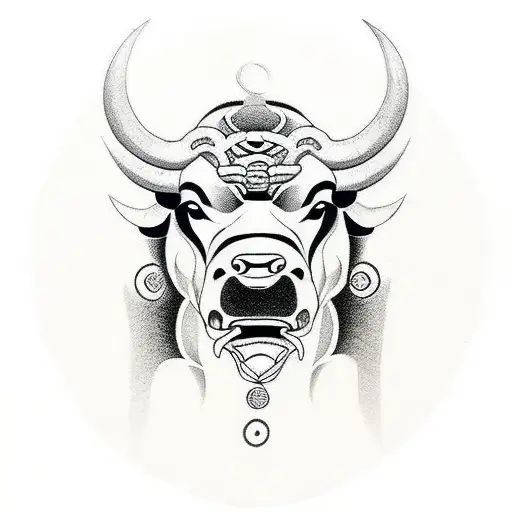 Bull Head Simple Minimalist Tribal