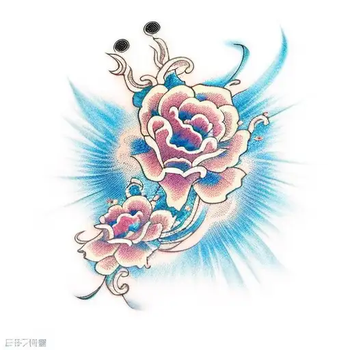 A Black And Light Blue Sharp Edged Blooming Flower