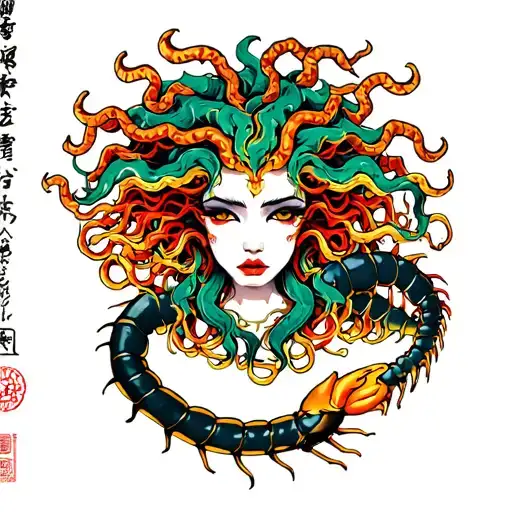 Medusa Gorgon And Scolopendra